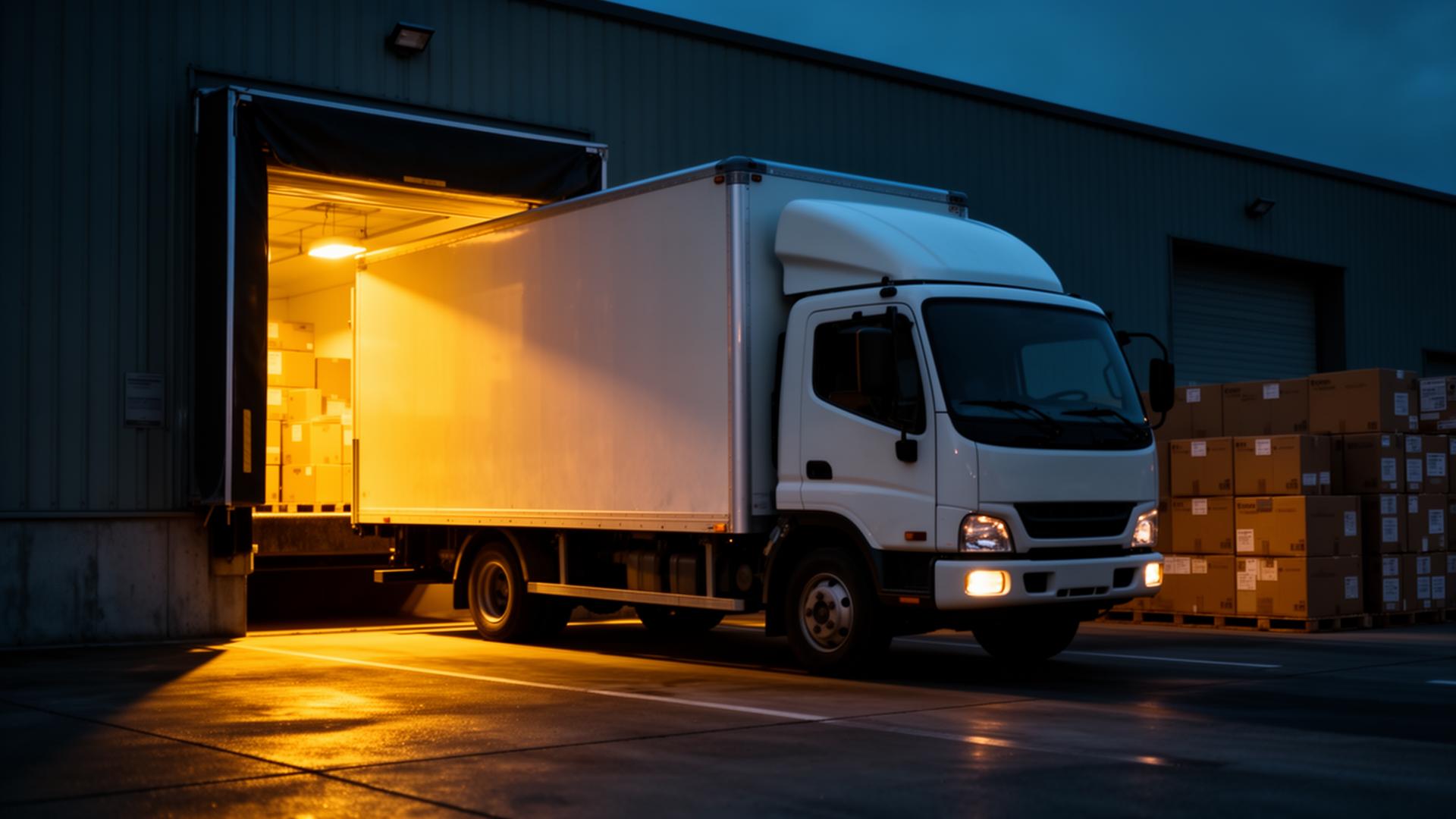 Delivery truck at warehouse loading dock